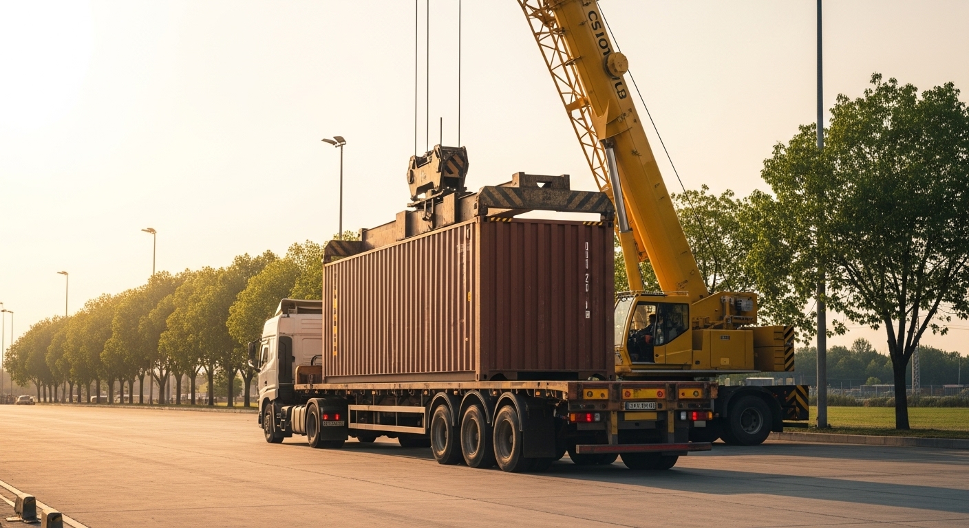 Transporte de contenedores y módulos habitacionales en camión en Chile