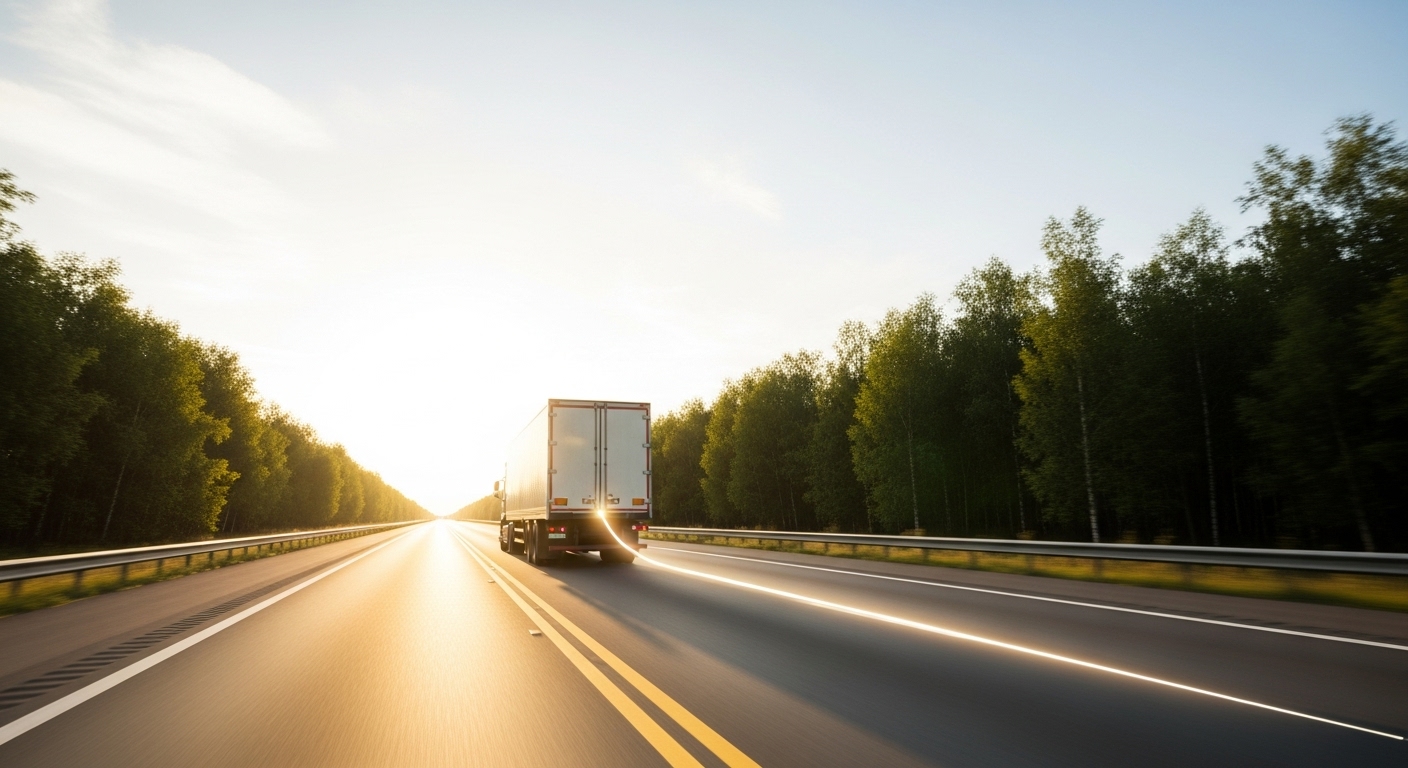 Camión en carretera con sistema de seguimiento GPS en tiempo real para transporte de carga en Chile